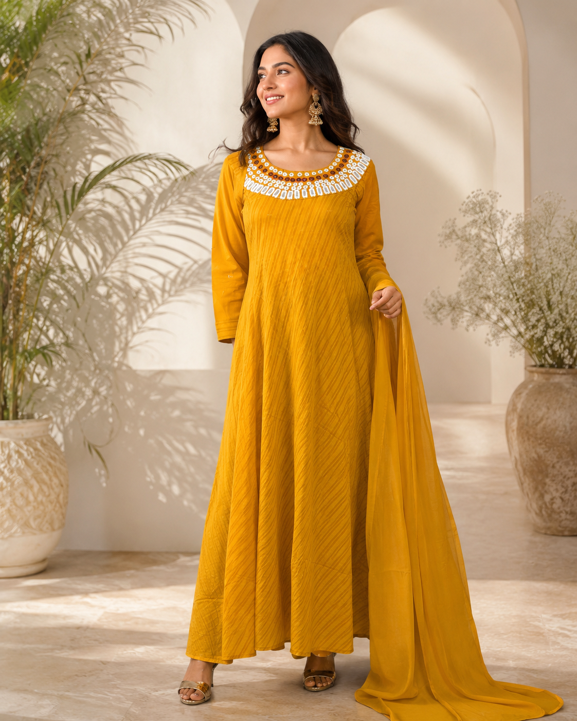A-Line Glass Embroidered Kurta Set
