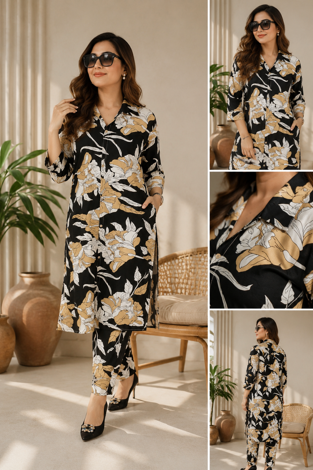 Rayon Printed Button Down Co-ord Set