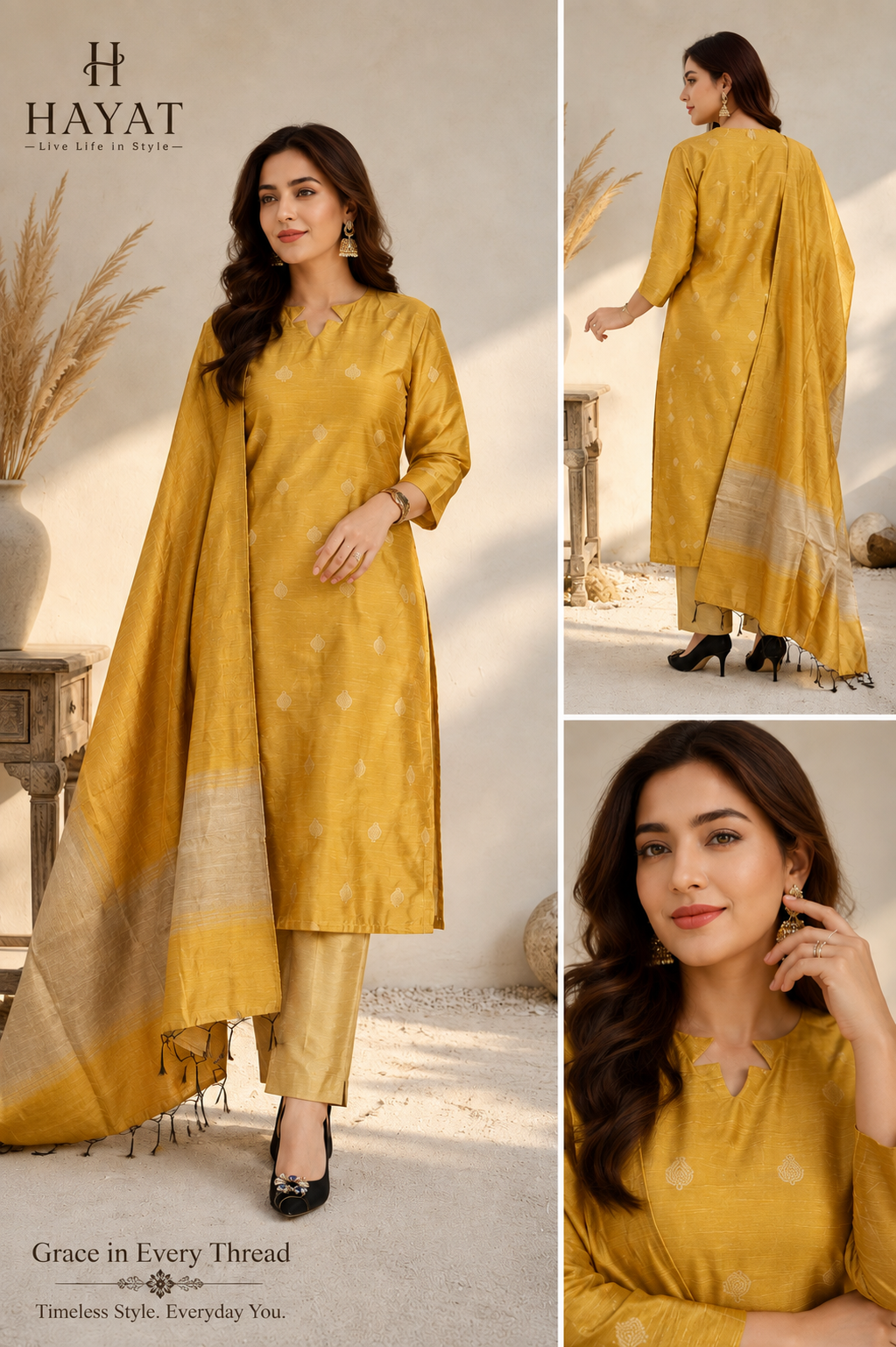 Jamdani Cotton Silk Weaved Kurta Set