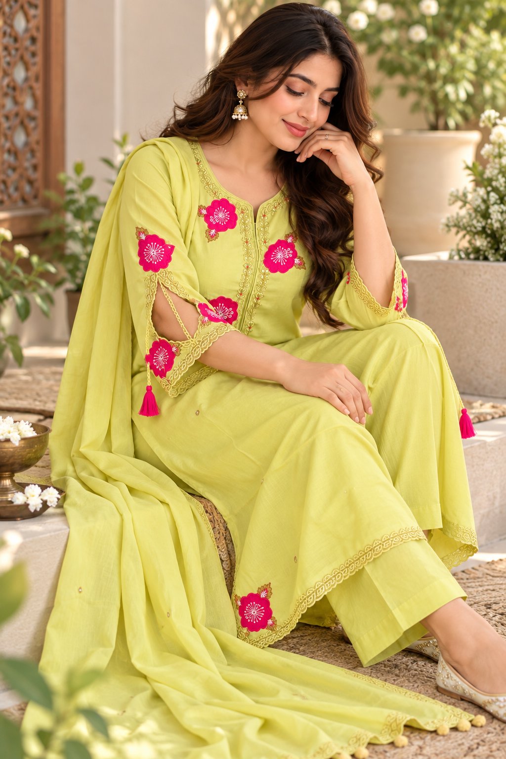 Premium Embroidery Cotton Kurta with Embroidered Mal Cotton Dupatta, Cotton Pant