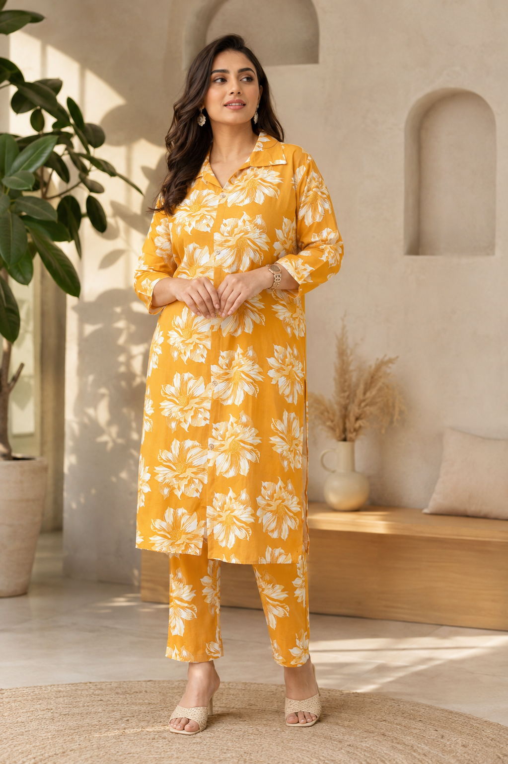 Rayon Printed Button Down Co-Ord Set