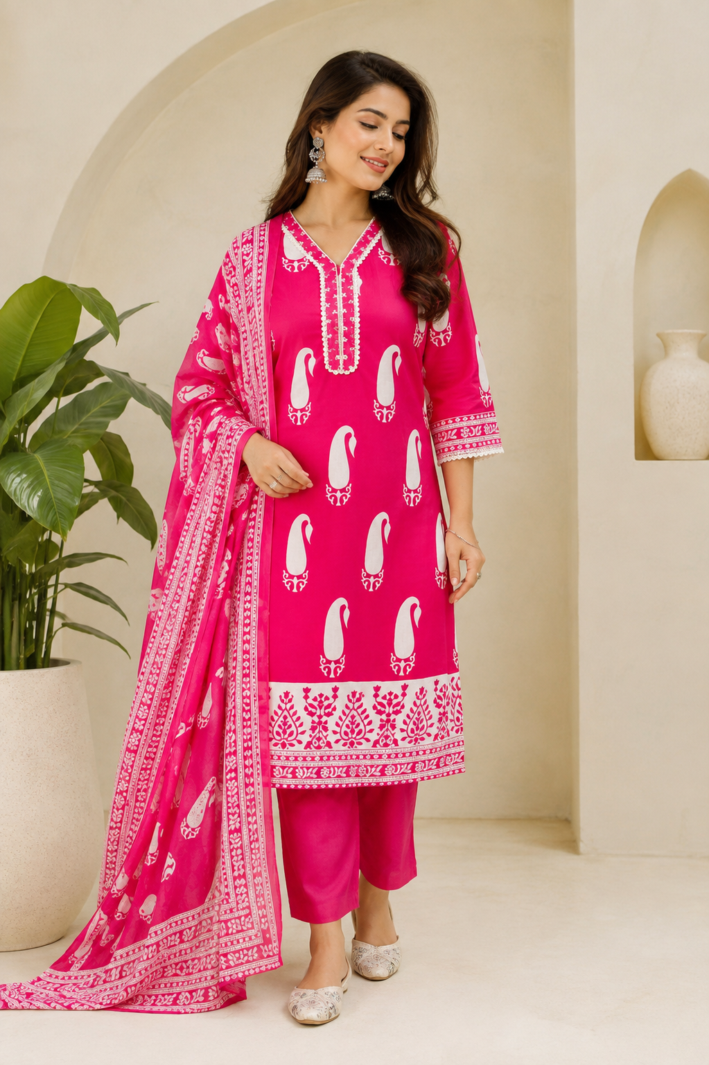 Printed Premium Pure Cotton Kurta Dupatta Set