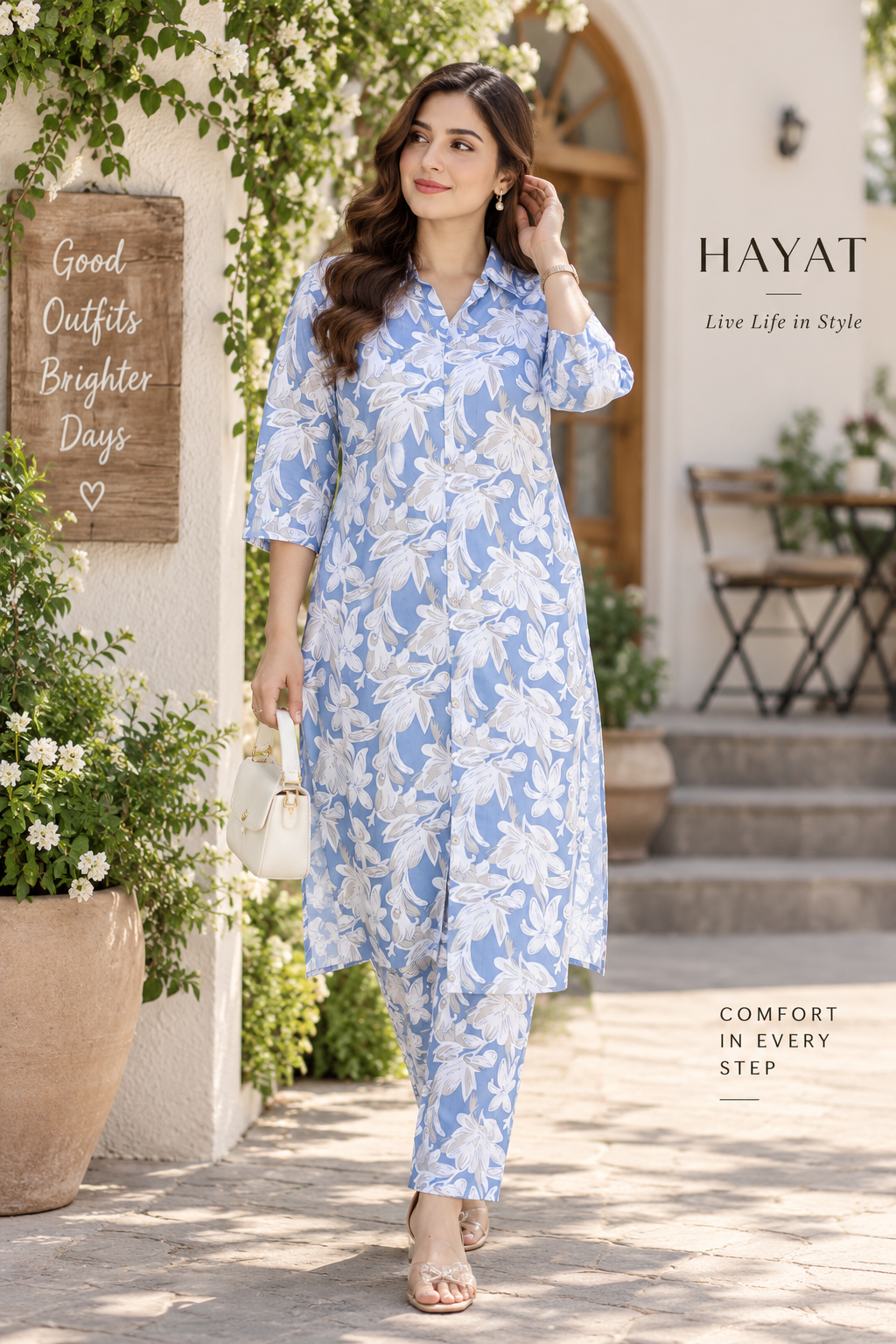 Floral Printed Rayon Button Down Collar C0-Ord Set