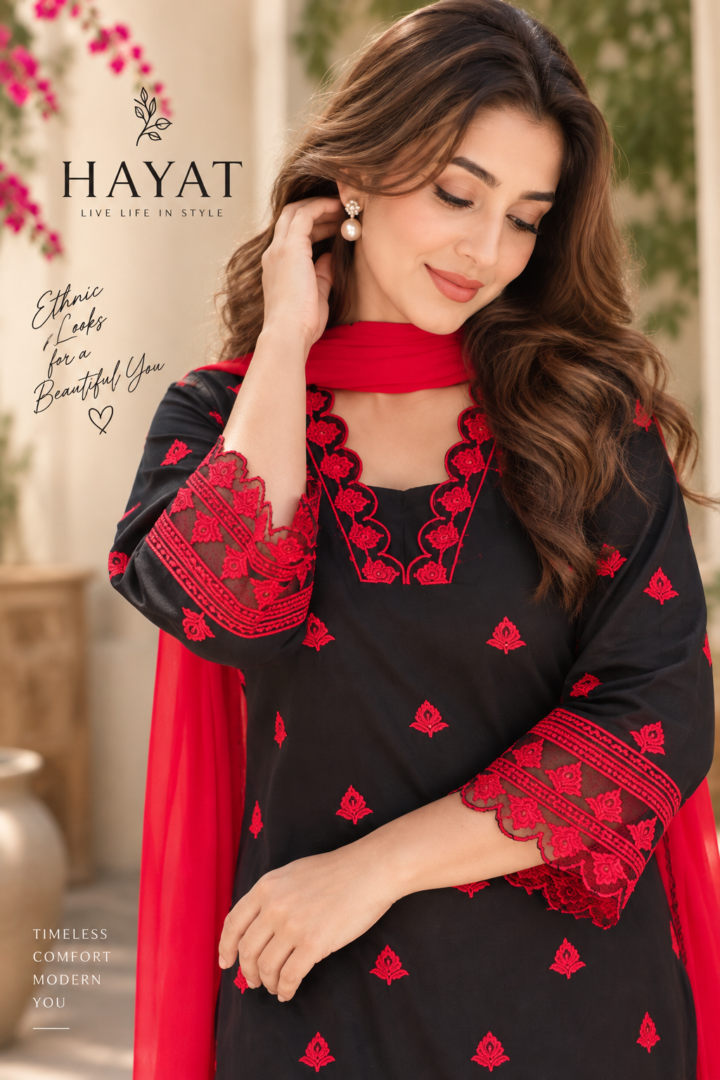Designer Premium Rayon Embroidered Kurta with Mal Lining and Chiffon Pure Dupatta