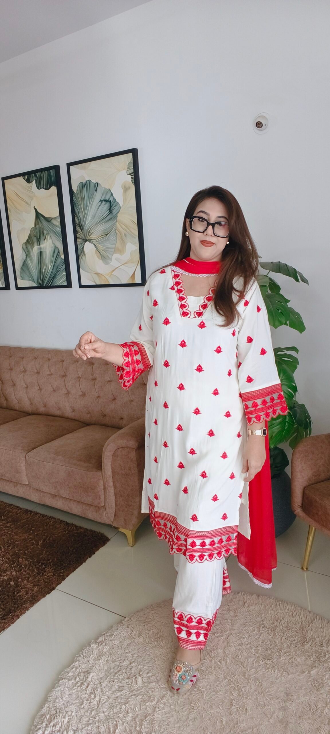 Designer Rayon Embroidered Kurta with Mal Lining and Chiffon Pure Dupatta