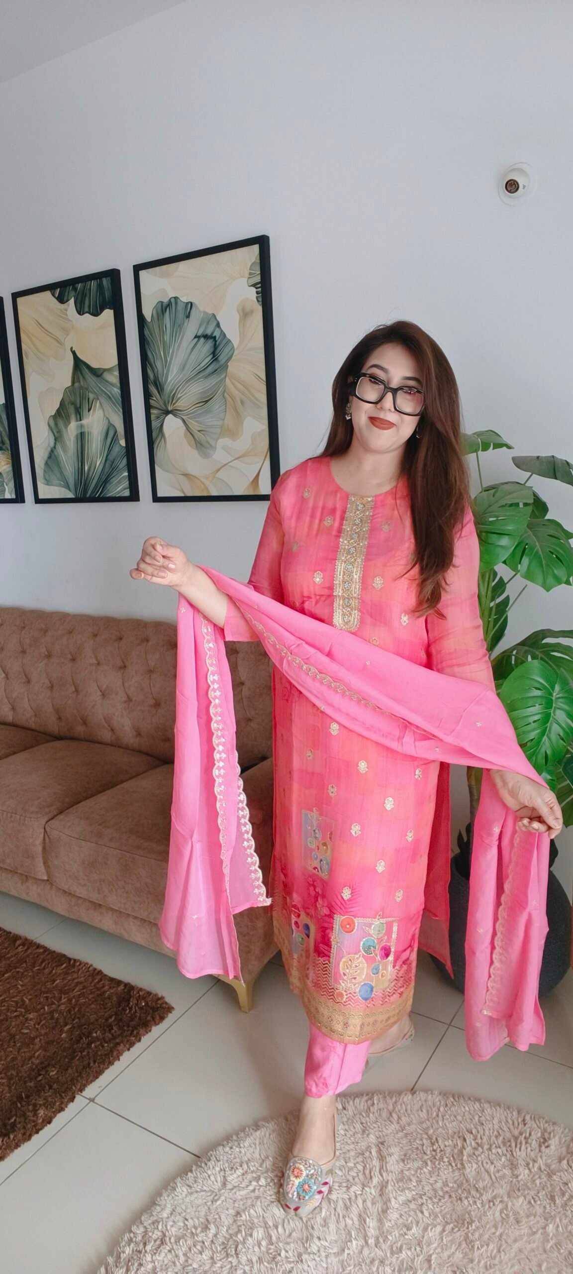 Pure Organza with Mal Lining Jamdani Premium Handwork Kurta Dupatta Set
