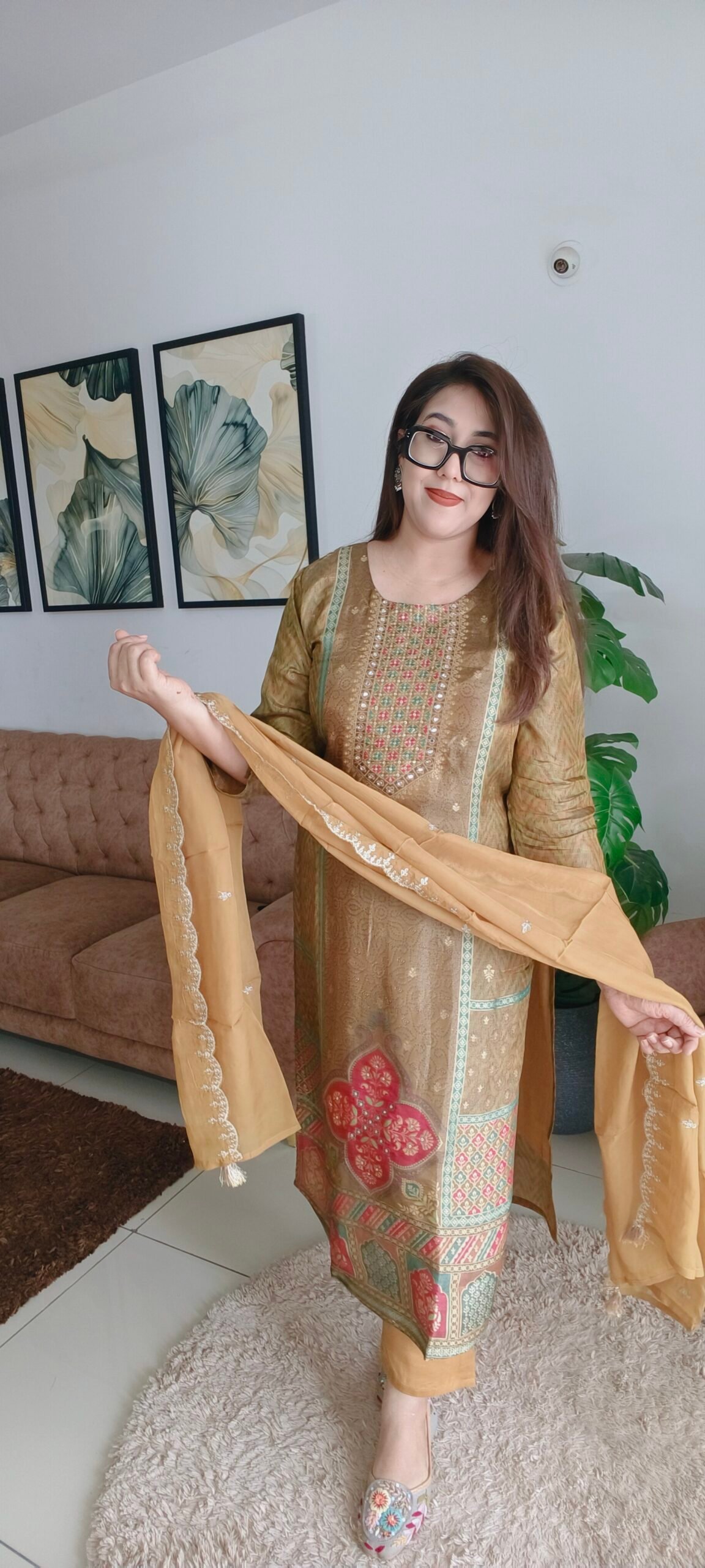 Pure Organza with Mal Lining Jamdani Premium Handwork Kurta Dupatta Set