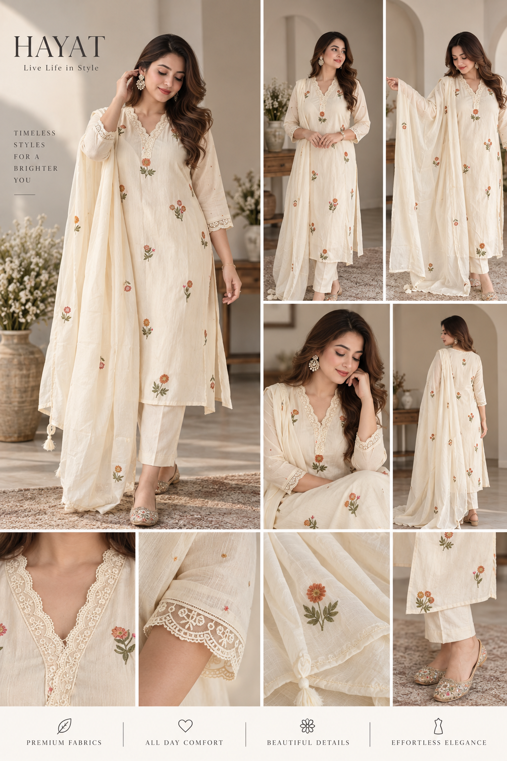 Pure Premium Cotton Designer Premium Embroidered Kurta Dupatta Set with Mal Lining