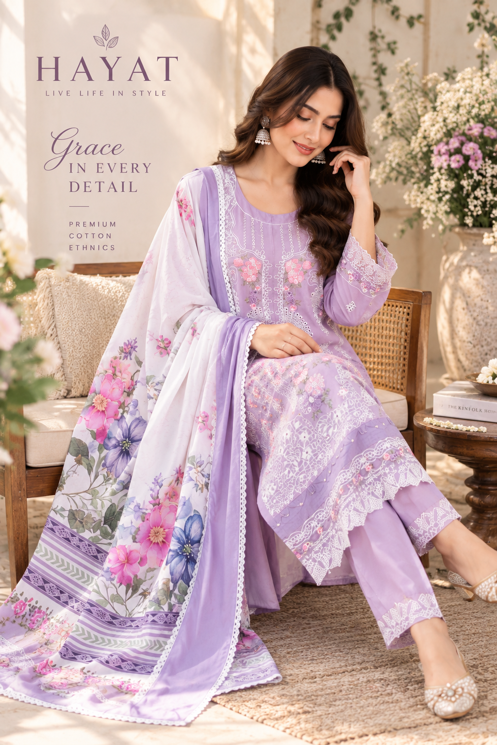 Pure Lawn Cotton with Mal Lining Premium Designer Pure Lawn Shifli Embroidered Kurta with Lining