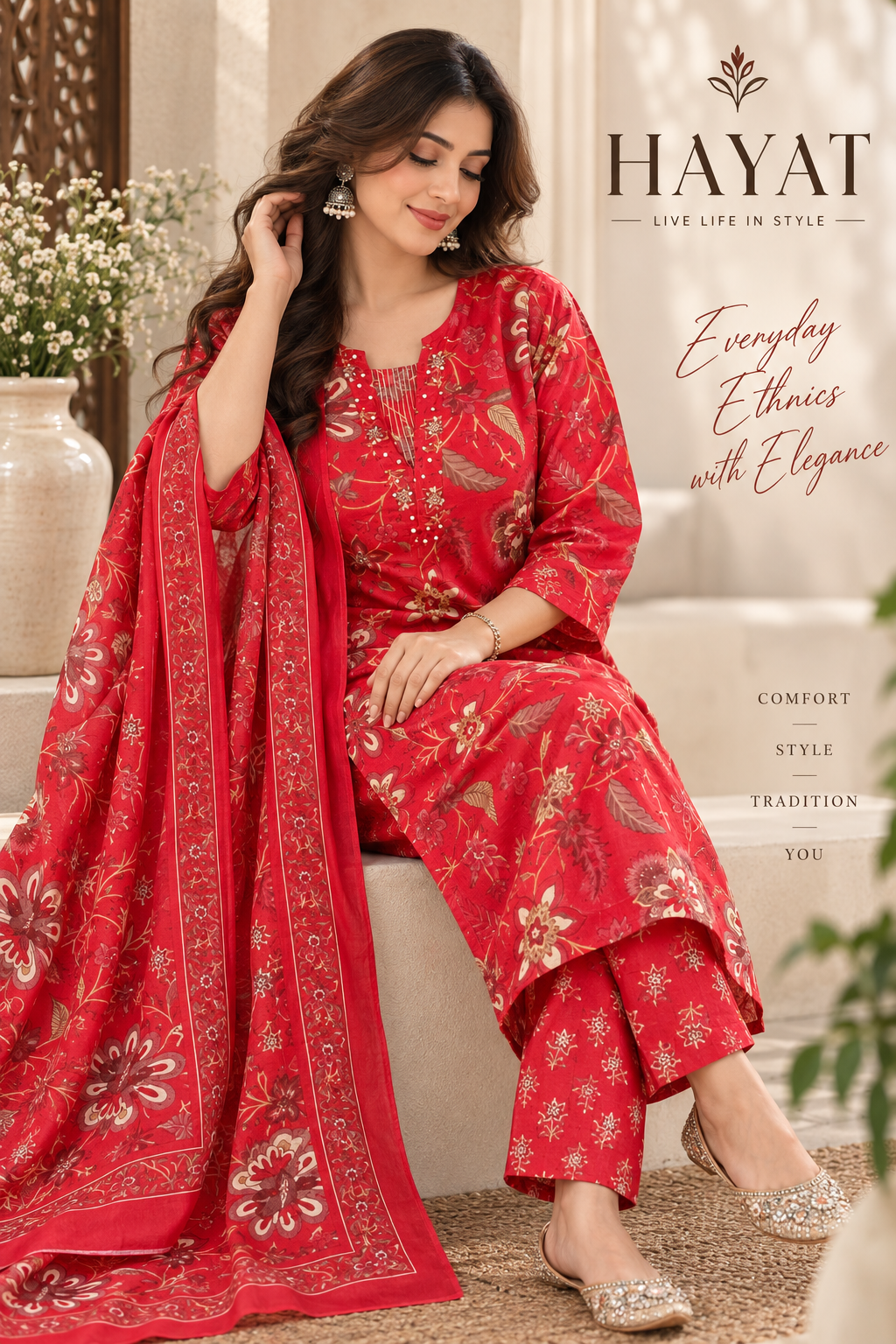 Pure Cotton ( 60 - 60 ) Cotton Block Printed Kurta Dupatta Set
