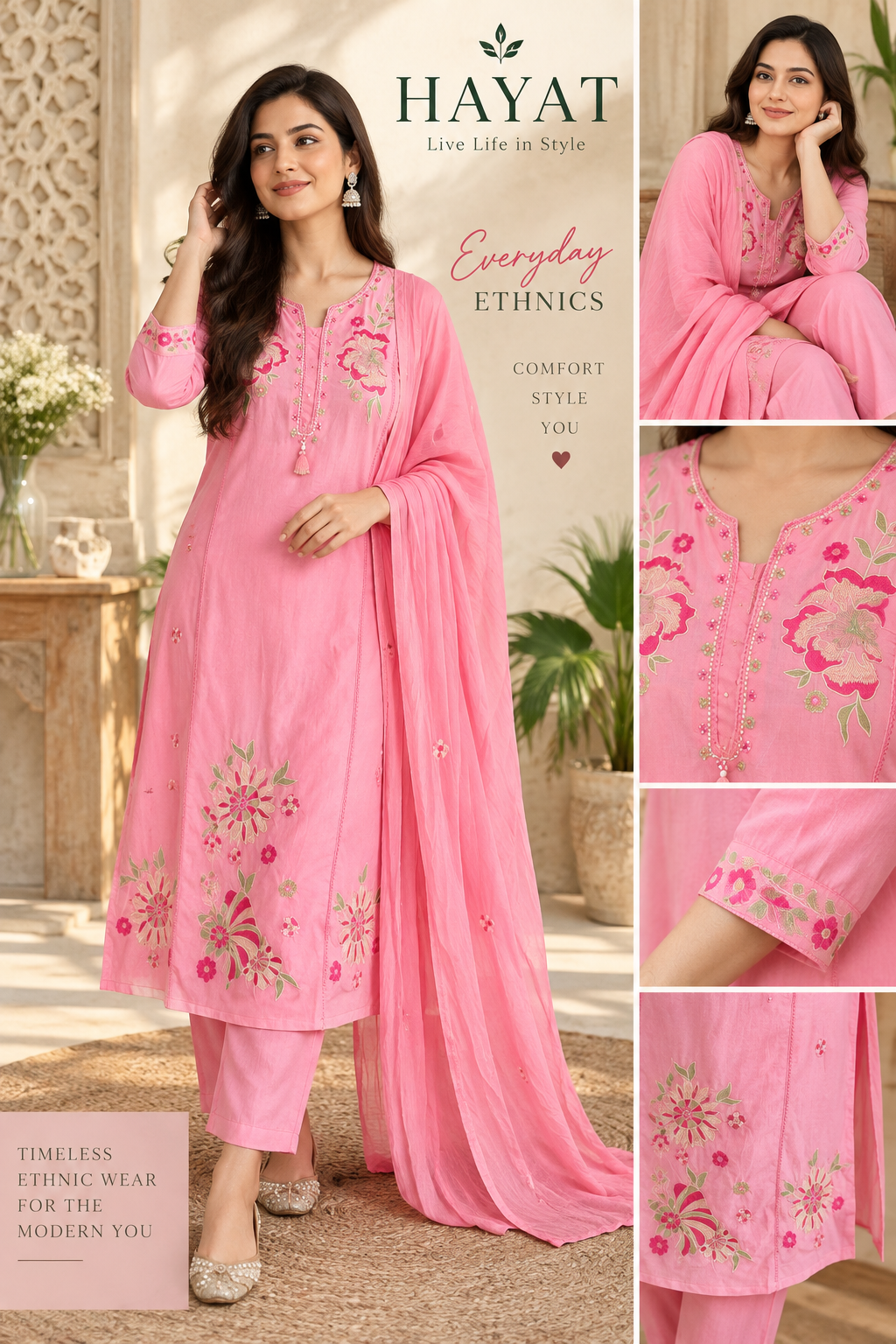 Designer Premium Cotton Embroidered Suit with Cotton Pants and Mal Cotton Dupatta