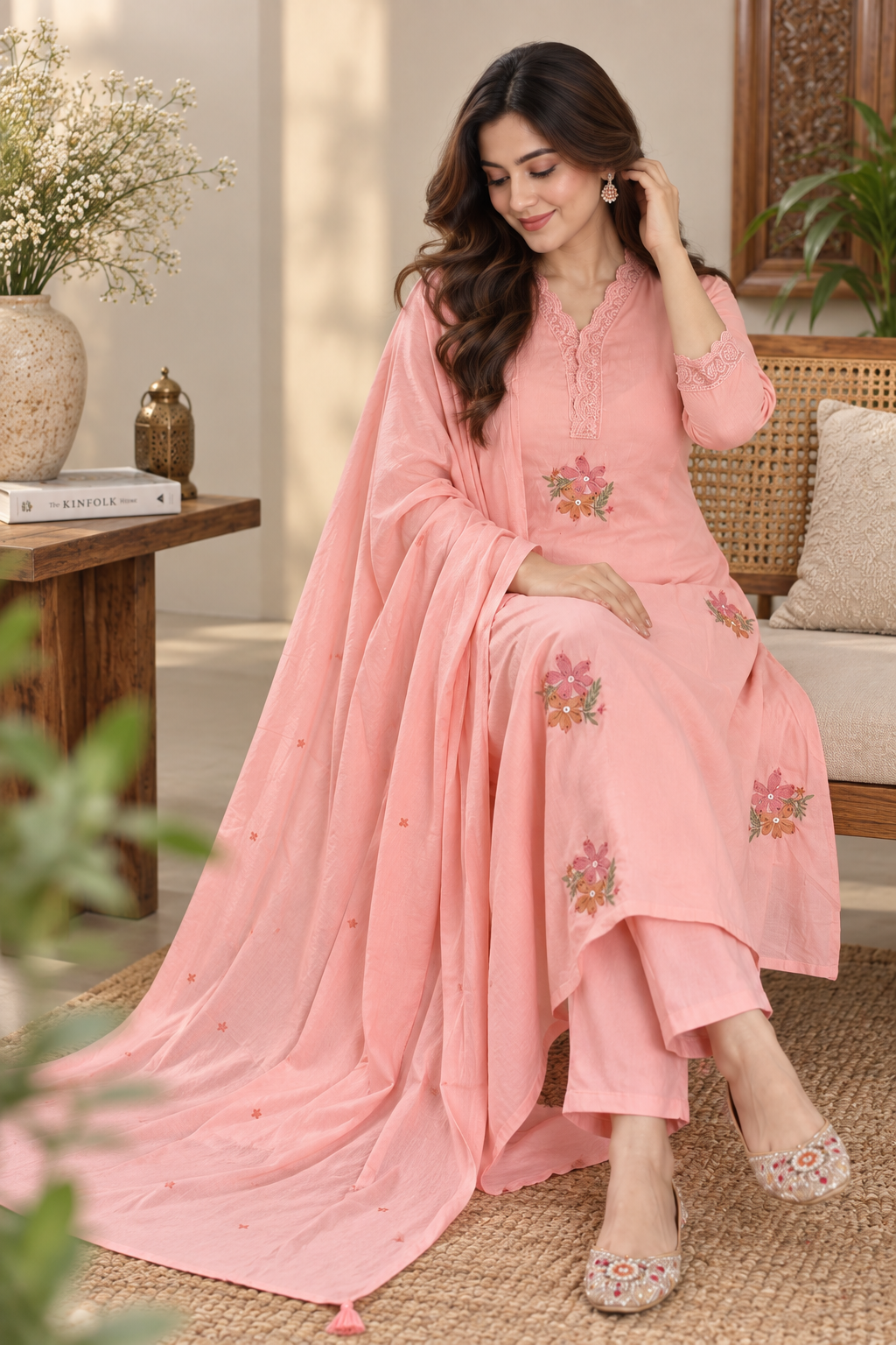 Premium Cotton Embroidered Designer Suit