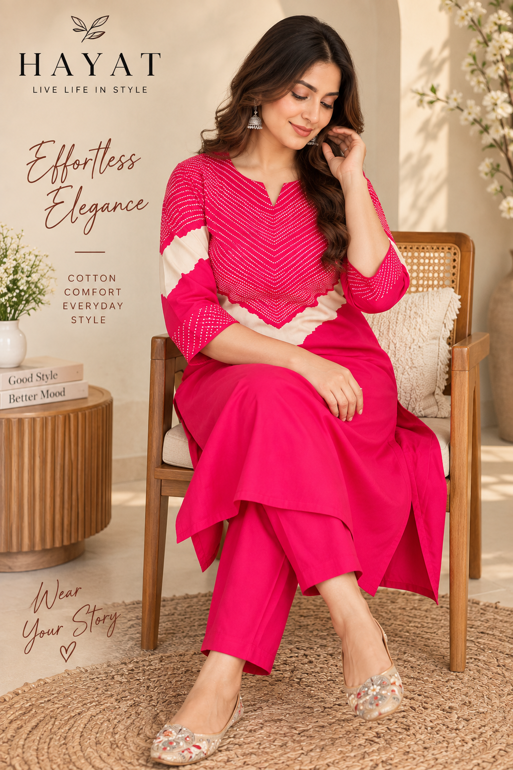 Lehriya Printed Pure Cotton Co-Ord Set Round Neck with V cut
