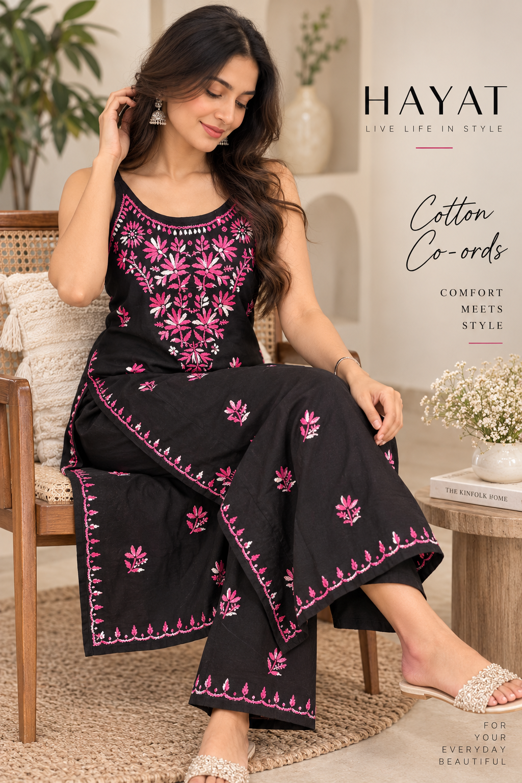Premium Heavy Rayon Sleeveless Co-Ord Set with Chikankari Embroidery
