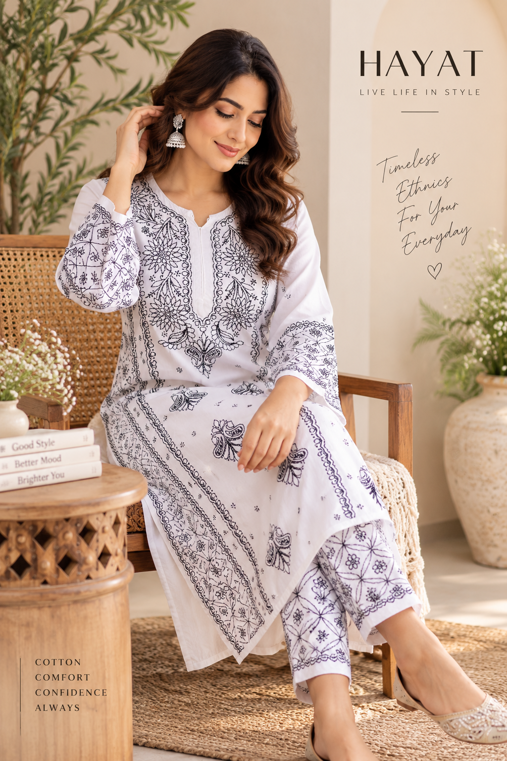 Premium Rayon Chikankari Embroidered Premium Co-Ord Set