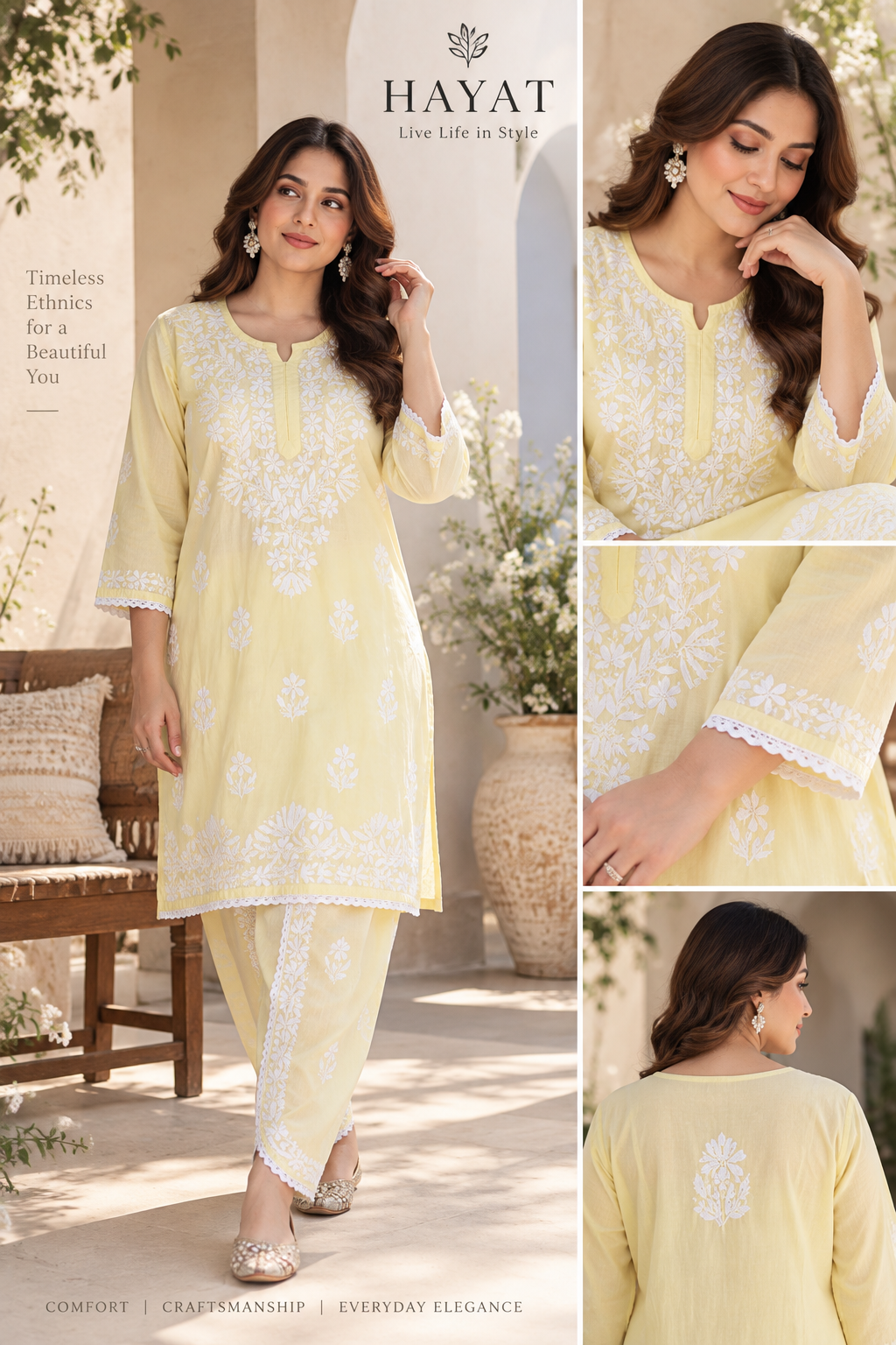 Chikankari Embroidered Premium Stylish Kurta with a Designer Embroidered Chikankari Dhoti Pant Co-Ord Set